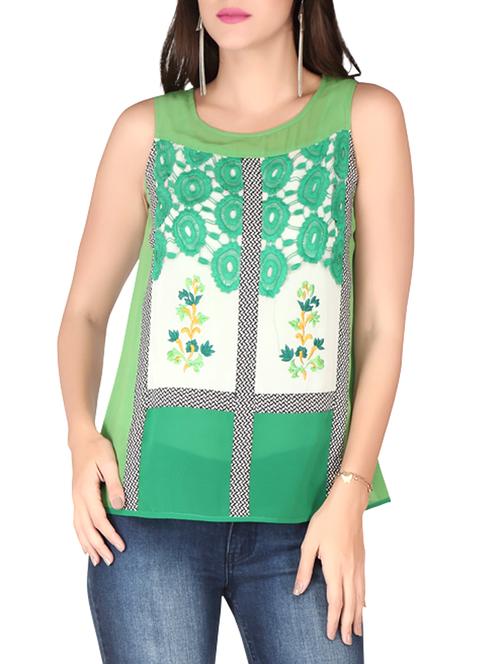 lace panel embroidered top - 10850855 - Very Small Image - 1