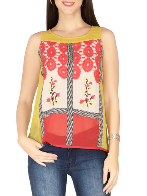 lace panel embroidered top - 10850856 - Very Small Image - 1