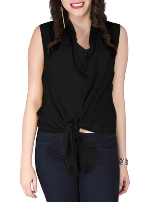 button down front tie up top - 10850865 - Very Small Image - 1