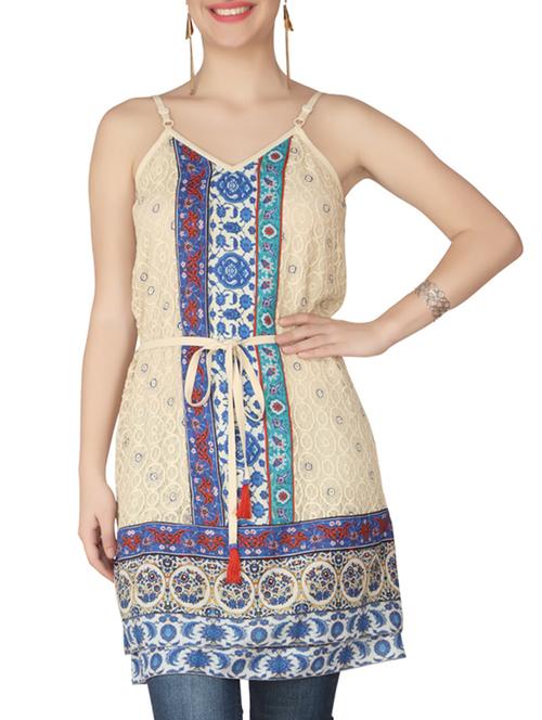 beige printed georgette tunic - 10850877 - Very Small Image - 1