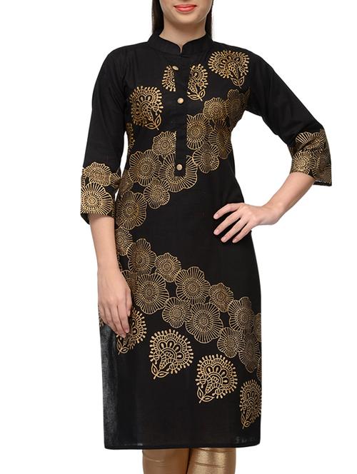black cotton  printed kurta - 10854357 - Very Small Image - 1
