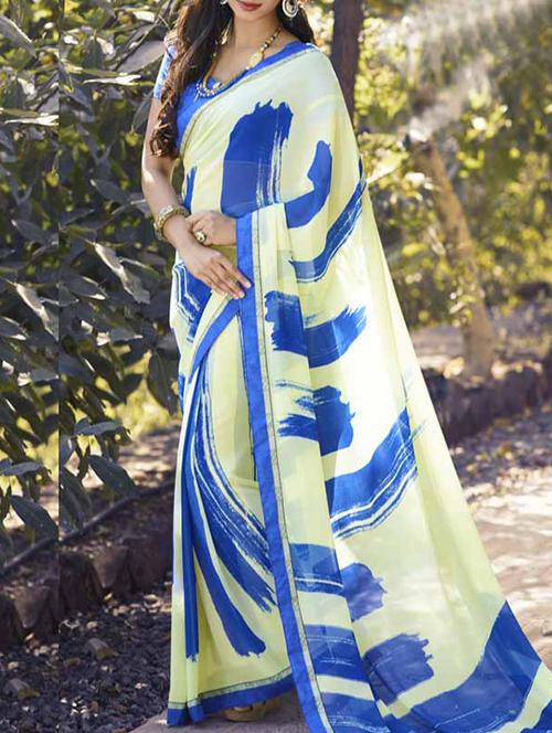 blue georgette saree - 10855850 - Very Small Image - 1