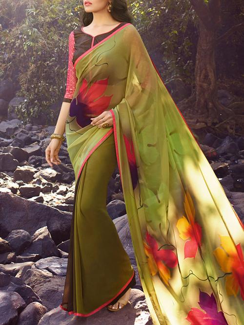 multi colored georgette saree - 10855904 - Very Small Image - 1