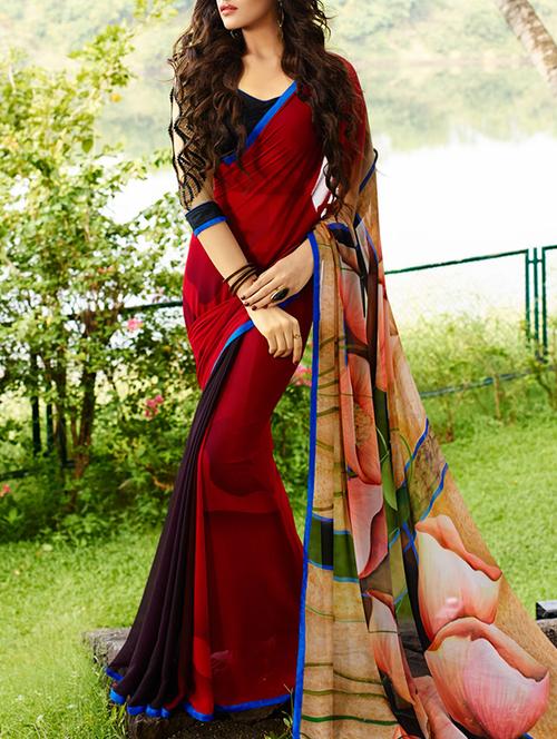 multicolor georgette saree - 10855978 - Very Small Image - 1