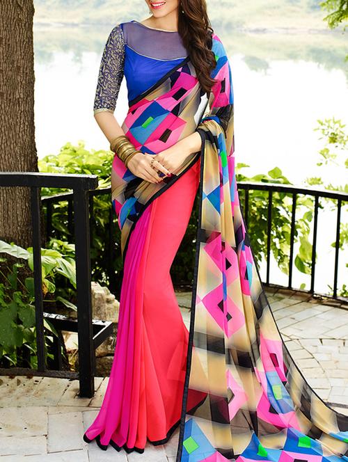 multicolor georgette saree - 10855984 - Very Small Image - 1