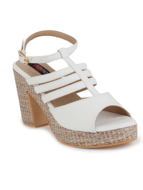 white leatherette ankle strap sandal - 10855988 - Very Small Image - 1