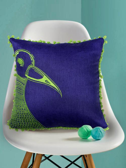 indigo & green bird cushion cover - 10857314 - Very Small Image - 1