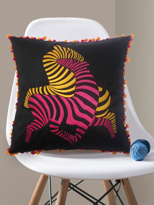 black magenta yellow zebra cushion cover - 10857331 - Very Small Image - 1