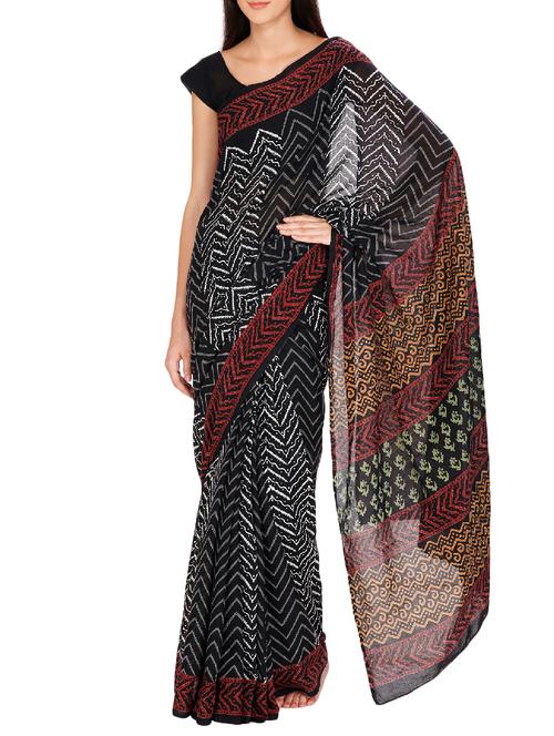 black cotton saree - 10859130 - Very Small Image - 1