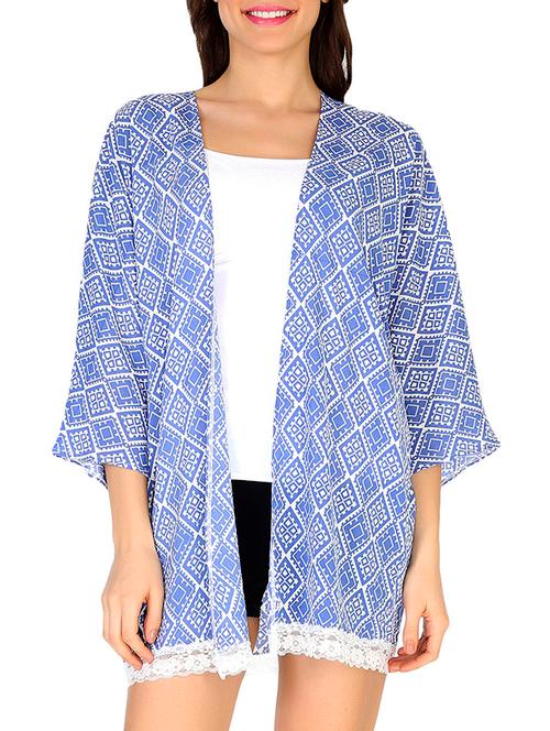blue cotton shrug - 10862057 - Very Small Image - 1