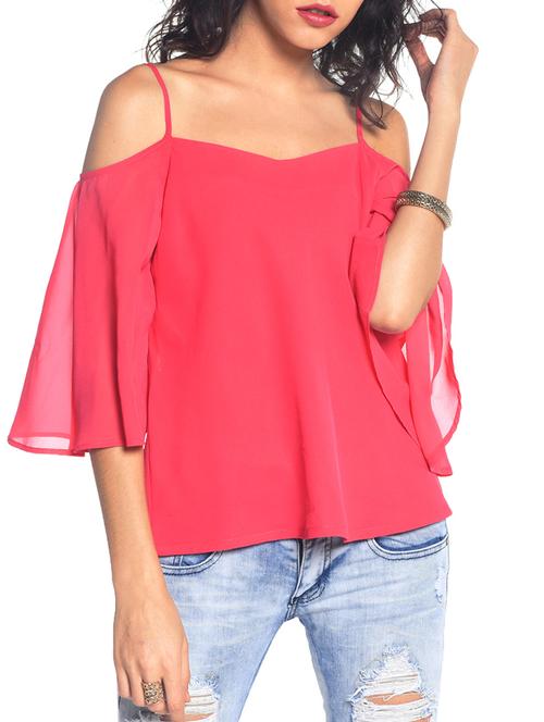 cold shoulder bell sleeved top - 10874759 - Very Small Image - 1