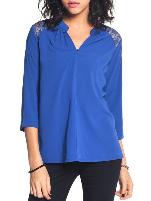 women's straight mandarin neck top - 10874795 - Very Small Image - 1