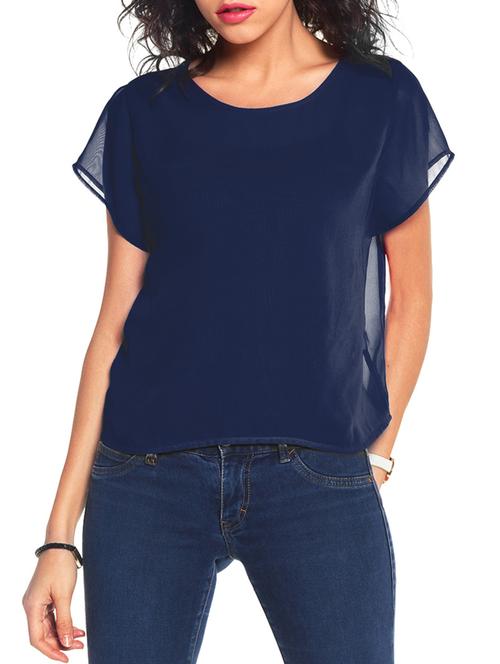 women's straight round neck top - 10874798 - Very Small Image - 1