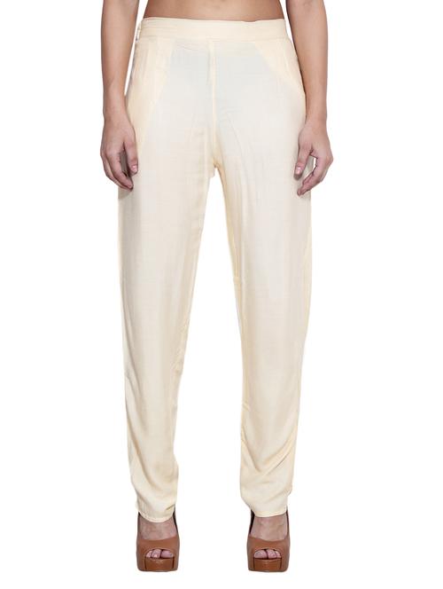 beige rayon trousers - 10874859 - Very Small Image - 1