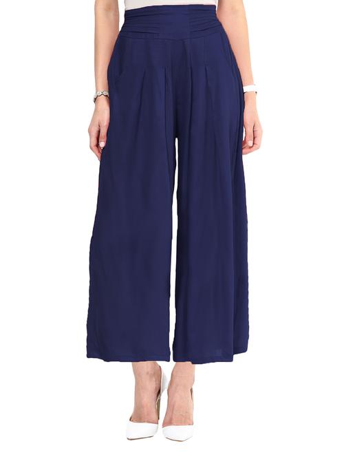 navy blue crepe palazzos - 10882592 - Very Small Image - 1