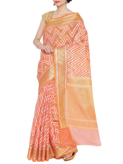 pink color supernet cotton woven  saree - 10883640 - Very Small Image - 1
