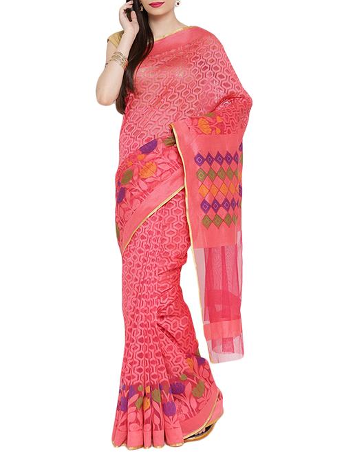 pink color georgette woven  saree - 10883682 - Very Small Image - 1