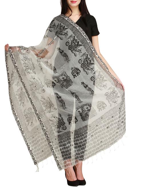 white raw silk dupatta - 10885255 - Very Small Image - 1