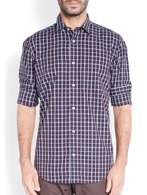 dark maroon cotton casual shirt - 10888737 - Very Small Image - 1