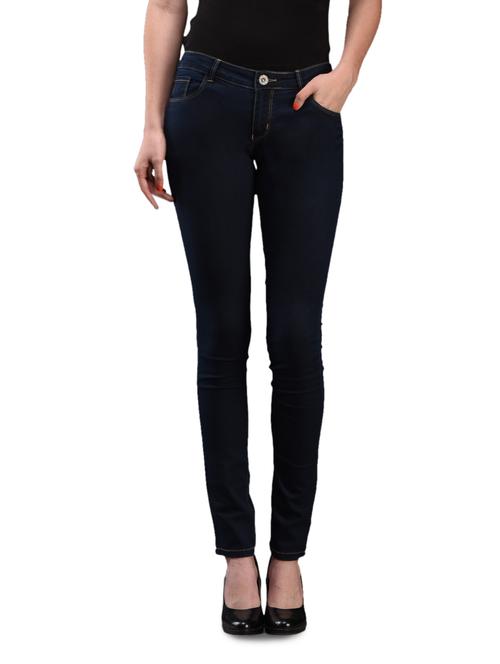 plain solid blue narrow fit denim jeans - 1089213 - Very Small Image - 1