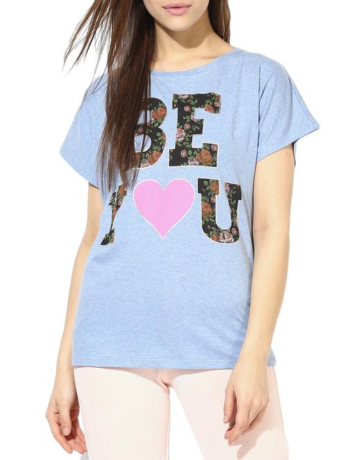 blue cotton printed tee - 10895220 - Very Small Image - 1