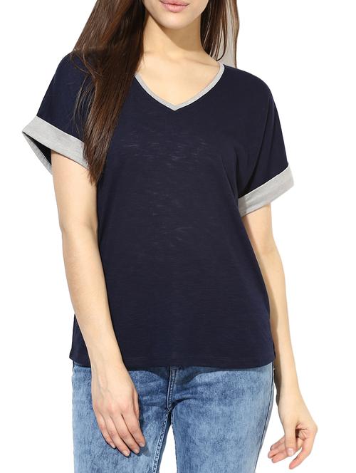 navy blue poly cotton tee - 10895244 - Very Small Image - 1