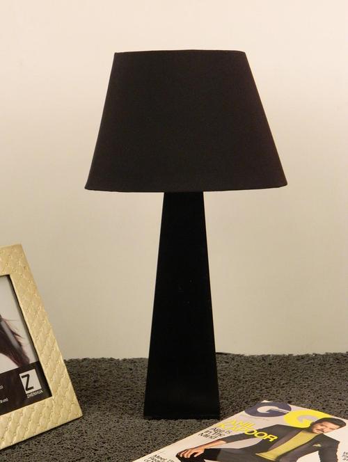 mango wood facinating table lamp with oval shade-blk - 10896182 - Very Small Image - 1
