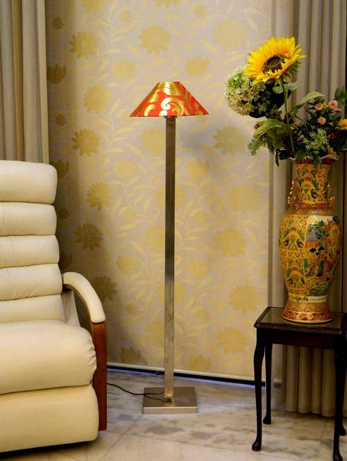 contemprarary steel lamp with 13" pyramid shade - 10896861 - Very Small Image - 1
