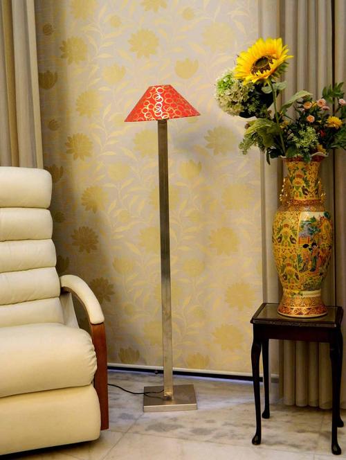 contemprarary steel lamp with 13" pyramid shade - 10896862 - Very Small Image - 1