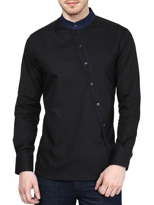 black solid casual shirt - 10899331 - Very Small Image - 1