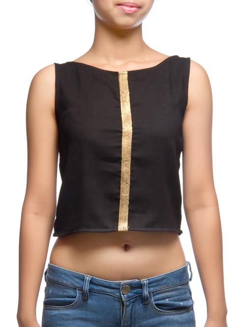 black georgette crop top - 10901729 - Very Small Image - 1