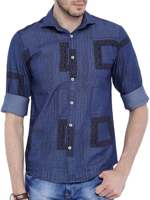 blue linen casual shirt - 10902999 - Very Small Image - 1