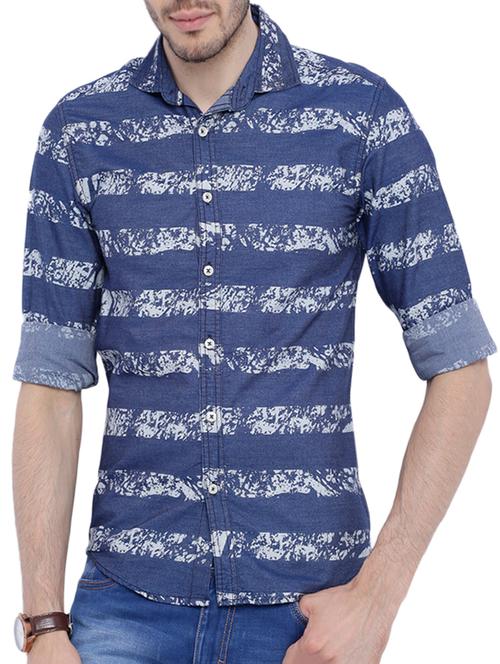 blue linen casual shirt - 10903000 - Very Small Image - 1