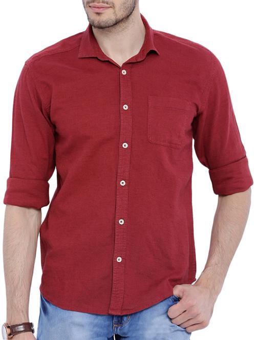 red linen casual shirt - 10903002 - Very Small Image - 1