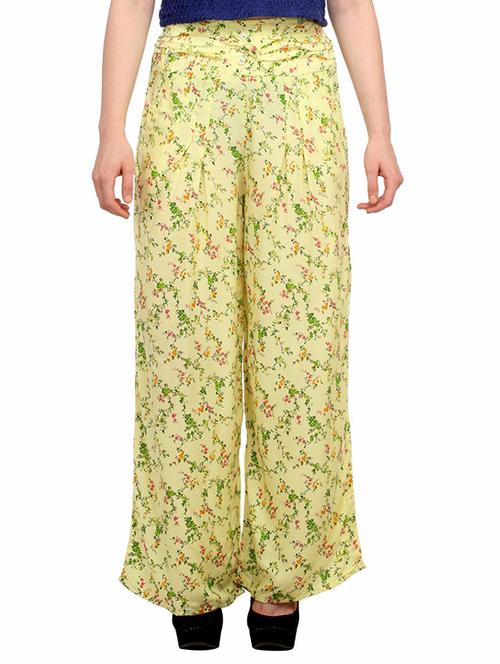 Yellow rayon printed palazzo - 10903045 - Very Small Image - 1