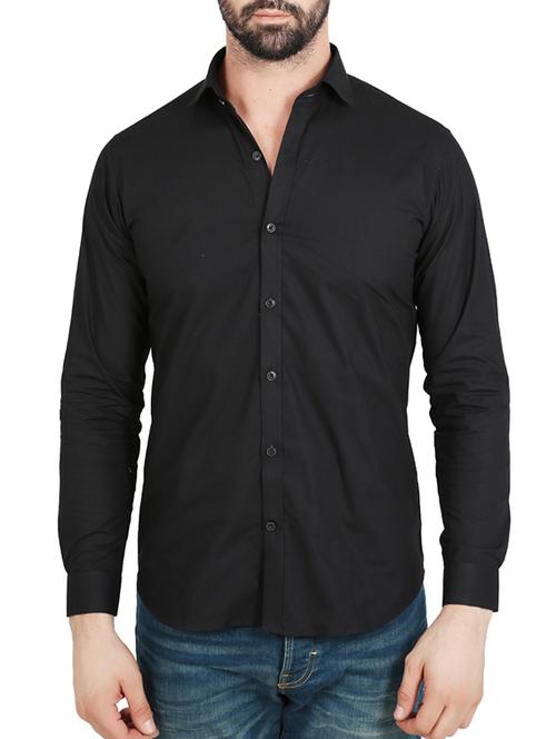 black cotton casual shirt - 10904475 - Very Small Image - 1
