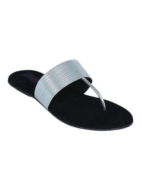 silver leatherette flip flops - 10906923 - Very Small Image - 1