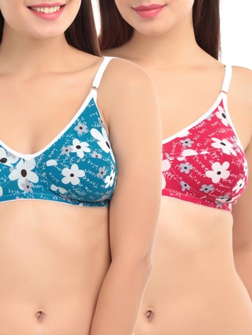 set of 2 multi colored cotton regular bra - 10907286 - Very Small Image - 1