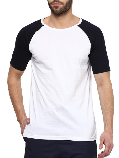 white raglan color block t-shirt - 10910282 - Very Small Image - 1