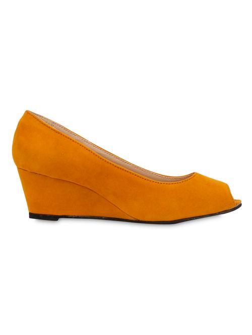 mustard peep-toe wedges - 1091146 - Very Small Image - 1