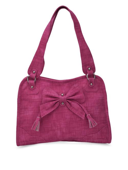 bow embellished leatherette pink handbag - 1091353 - Very Small Image - 1