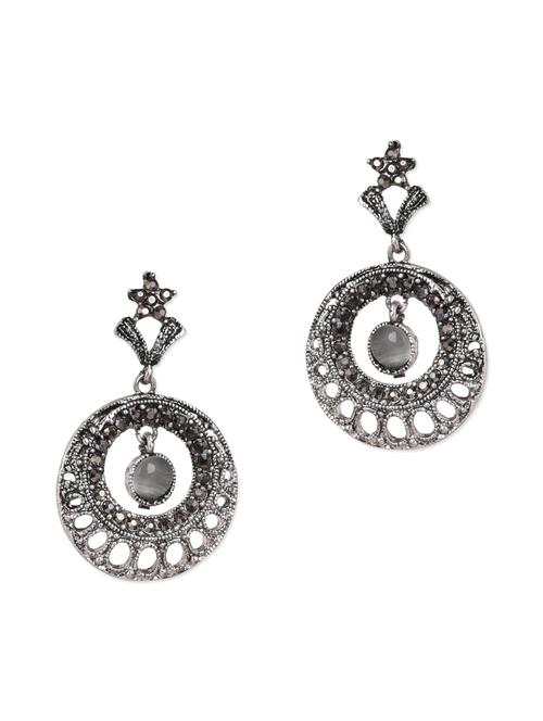 crystal studded round dangler earrings - 1091515 - Very Small Image - 1