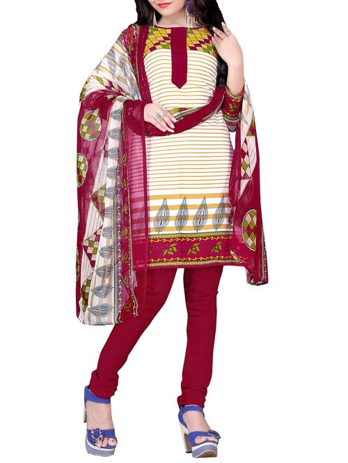 cream crepe unstitched suit - 10921909 - Very Small Image - 1