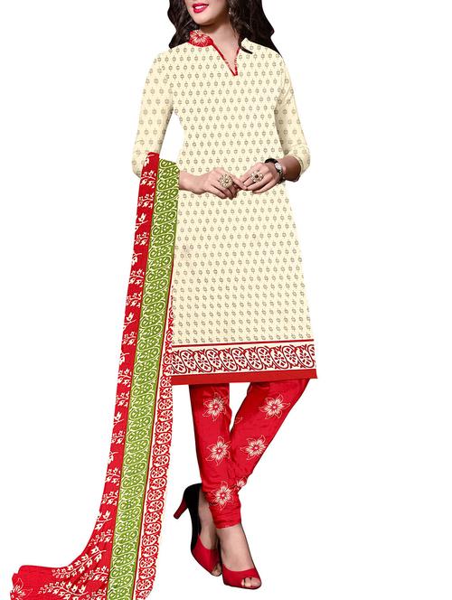 cream crepe unstitched suit - 10921950 - Very Small Image - 1