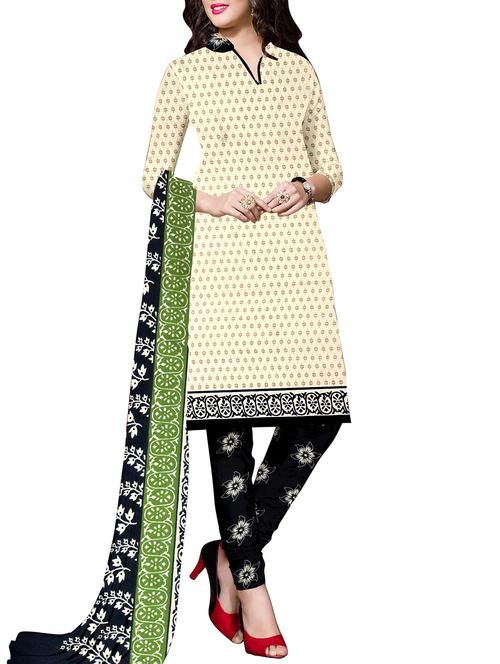 cream crepe unstitched suit - 10921951 - Very Small Image - 1