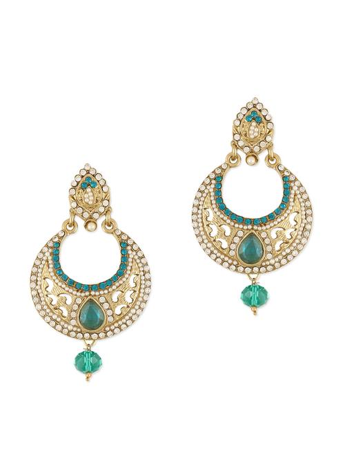 traditional blue polki dangle earrings - 1092626 - Very Small Image - 1