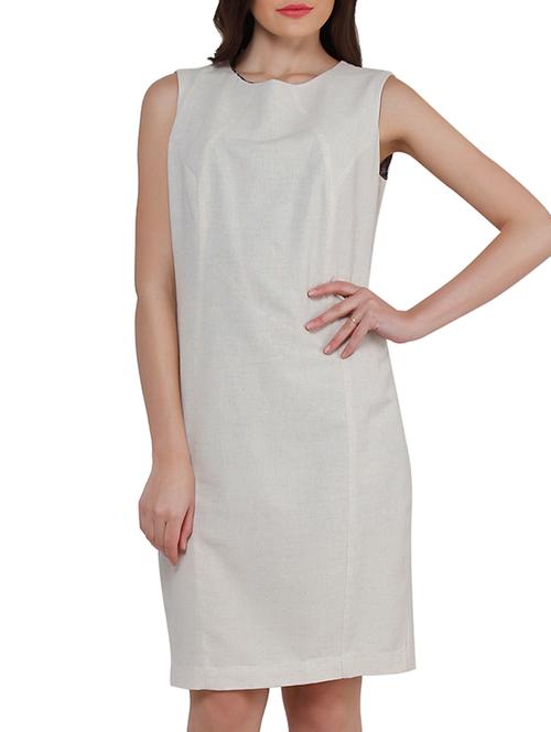 white linen fit & flare dress - 10938192 - Very Small Image - 1