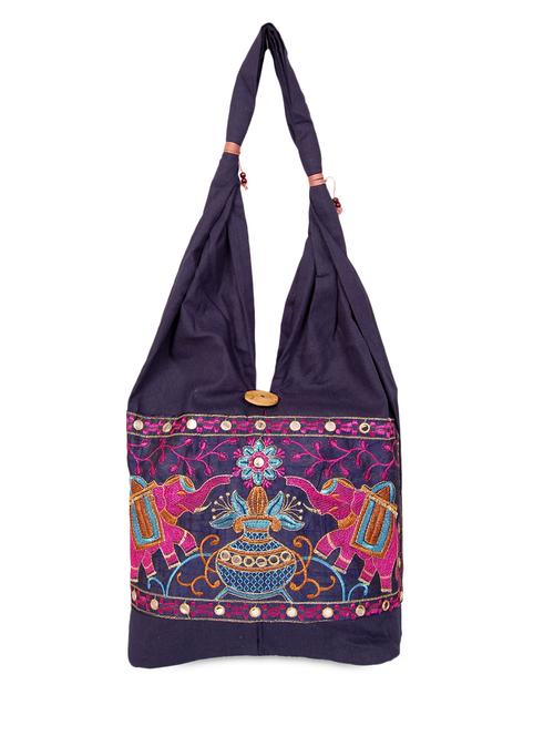 ethnic pattern embroidered canvas handbag - 1095016 - Very Small Image - 1