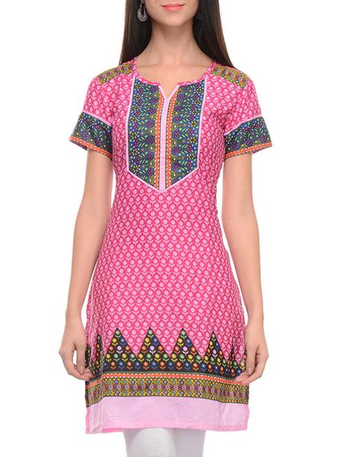 pink cotton straight kurta - 10964243 - Very Small Image - 1