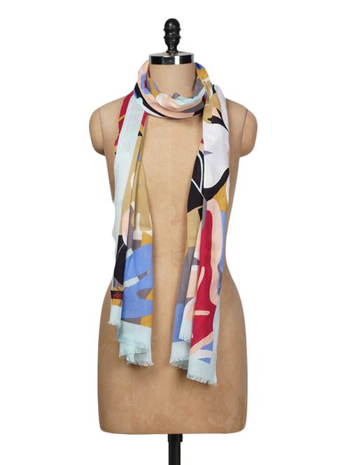 Abstract Print Cotton Scarf - 1096651 - Very Small Image - 1